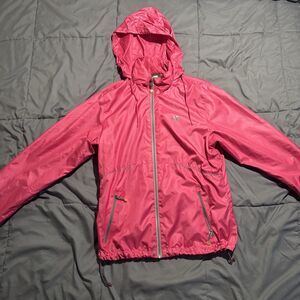 Women’s Size Large Pink New Balance Rain Jacket Windbreaker Polyester Mesh Inner